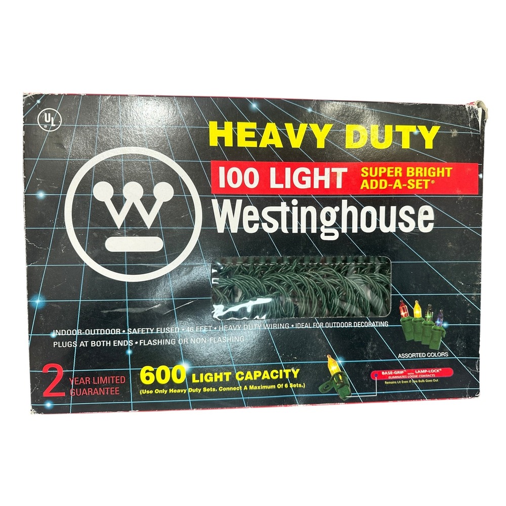 Vintage Westinghouse 100-Light Heavy Duty Christmas‎ String Lights NIB Works
